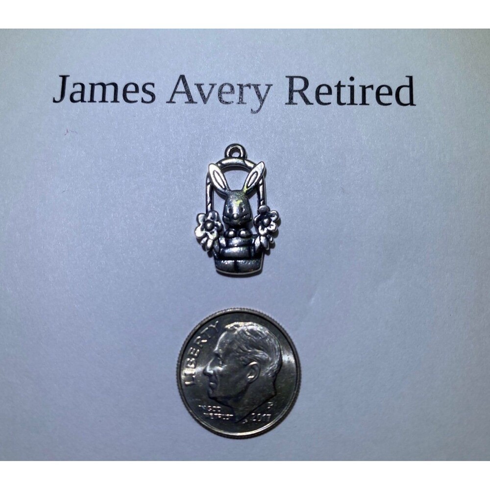 James Avery, Bunny in Easter Basket, RETIRED, RARE, Sterling Silver Charm, #82 - Picture 2 of 5
